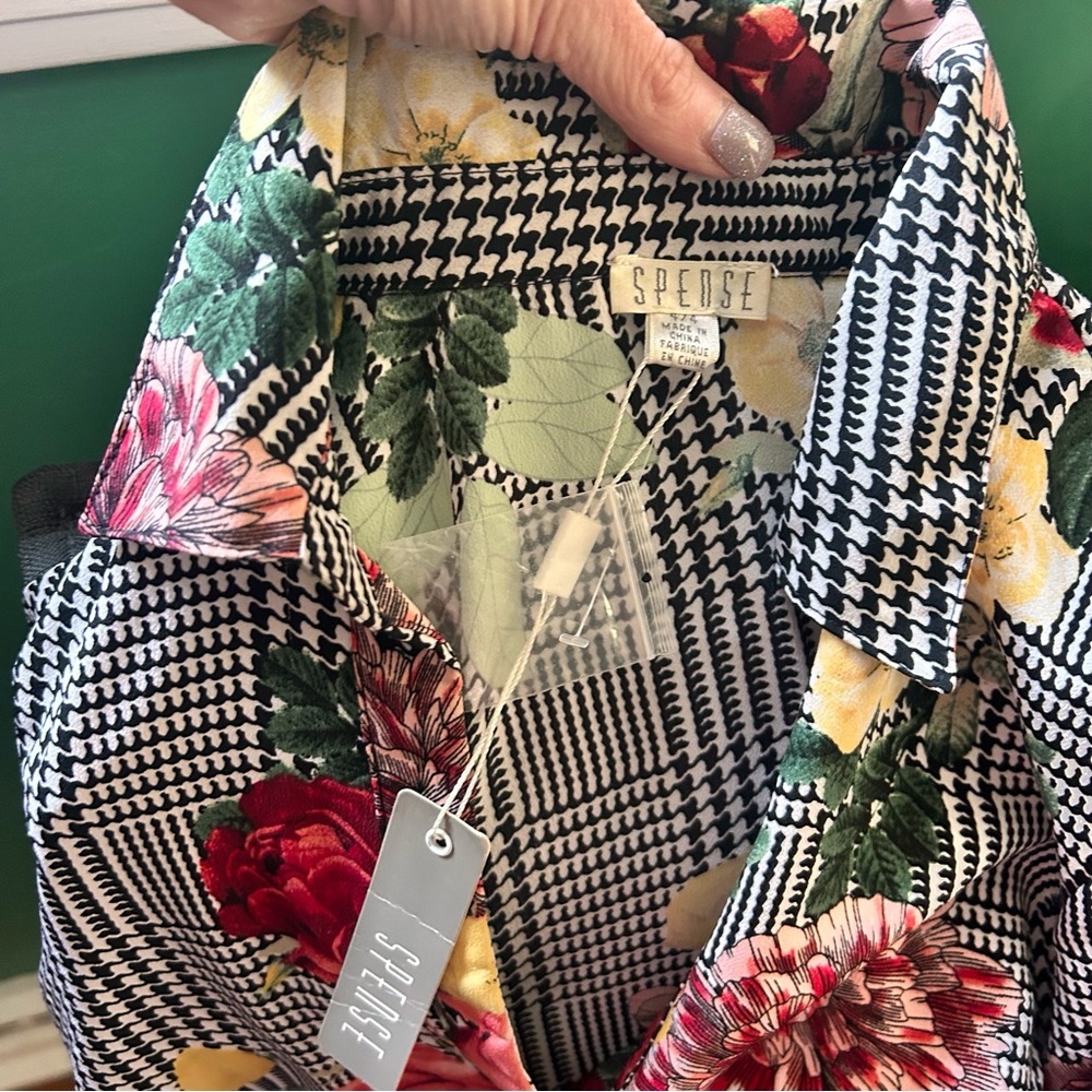 Spence Black/White Herringbone Plaid with Vibrant Florals Dress 4 NWT - Picture 8 of 13